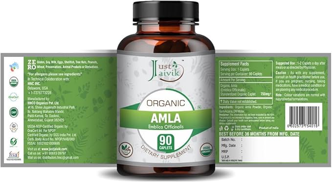 Just Jaivik Organic Amla Tablets 750 mg 90 Organic