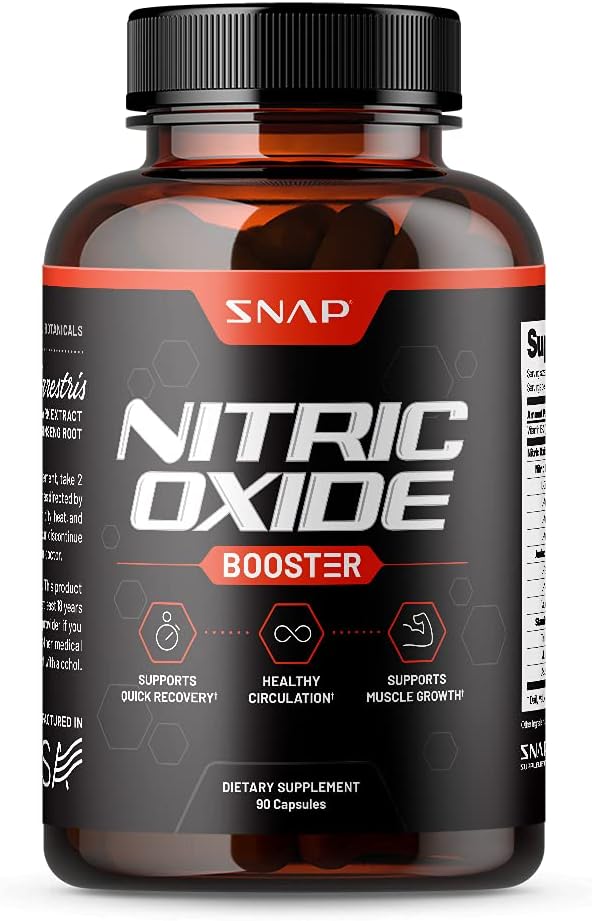 Snap Supplements Nitric Oxide Booster Pre 1500mg Formula, (90 Capsules)