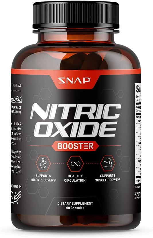 Snap Supplements Nitric Oxide Booster Pre 1500mg Formula, (90 Capsules)
