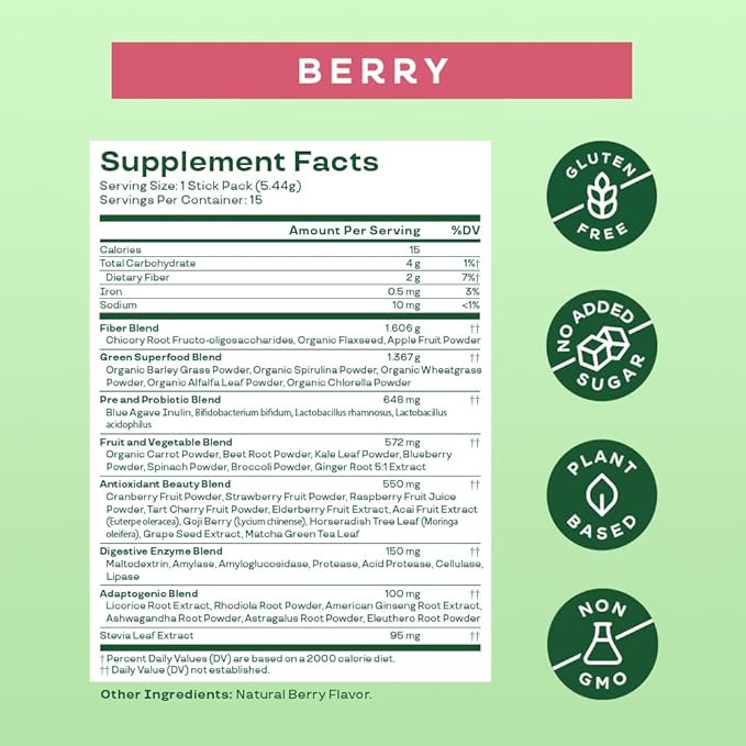 Bloom Nutrition Superfood Greens Powder Stick 15 SVG,