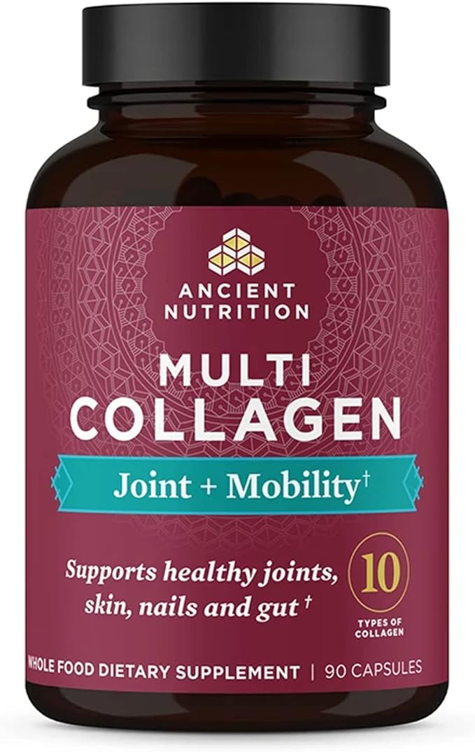 Collagen Pills for Joint Support by Ancient Nutrition, Multi Collagen Capsules 90 Ct, Joint + Mobility, Supports Joints, Skin & Nails, Exercise Recovery, Paleo and Keto Friendly, Gluten Free