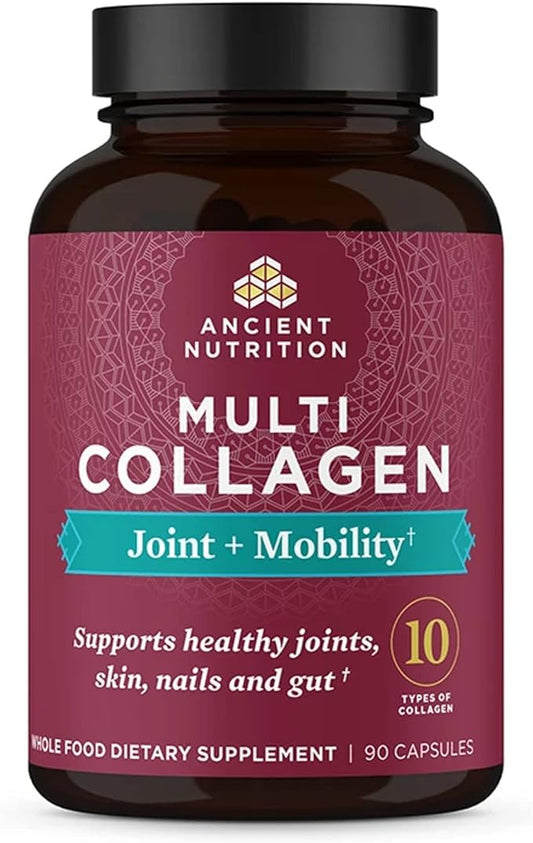 Collagen Pills for Joint Support by Ancient Nutrition, Multi Collagen Capsules 90 Ct, Joint + Mobility, Supports Joints, Skin & Nails, Exercise Recovery, Paleo and Keto Friendly, Gluten Free