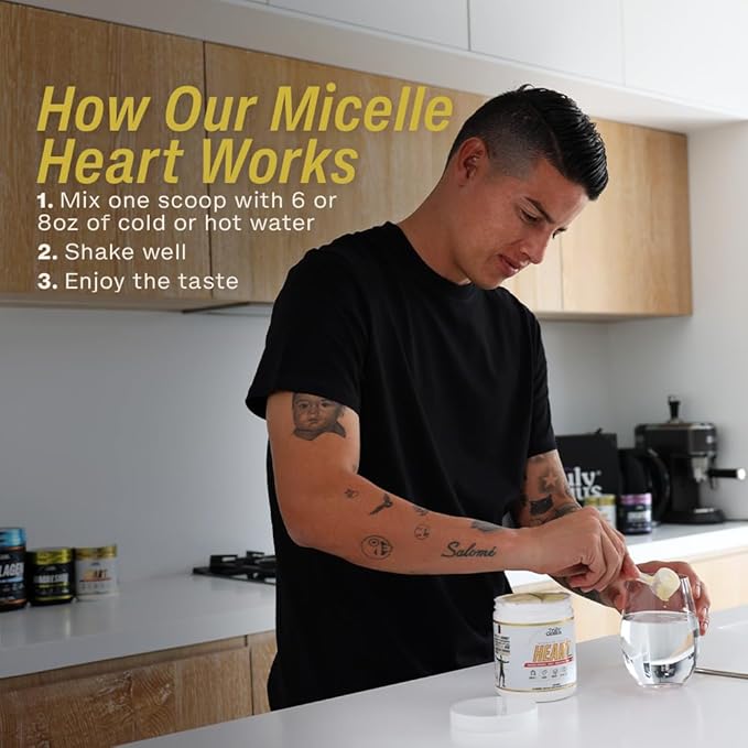 Heart Omega 3 Powder – Omega 3 Fish Oil Supplement, CoQ10, MCT Oil, DHA - Founded by James Rodriguez - Heart, Muscle Support - 30 Servings