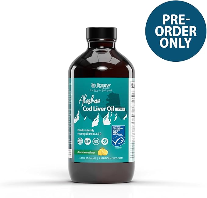 Jigsaw Health Alaskan Cod Liver Oil 900 mg Omega-3s with 180 Softgels 60 Servings