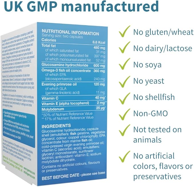 Omegaflex Glucosamine with High Strength Fish Omega-3 & 6, 70% 70% Concentration 60 Softgels
