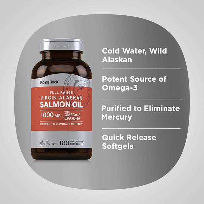Piping Rock Salmon Oil Supplements 1000mg | 180 Softgels