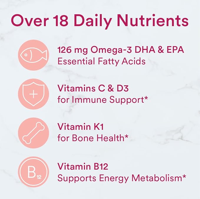SmartyPants Women's Multivitamin Gummies: Omega 3 CoQ10, Vitamin D3, C, B12, B6, B6, Vitamin 120 Count (20 Day