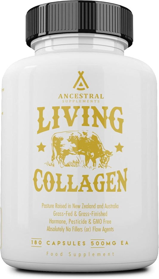Ancestral Supplements Grass Fed Beef Living 3000mg, Promotes 180 Capsules