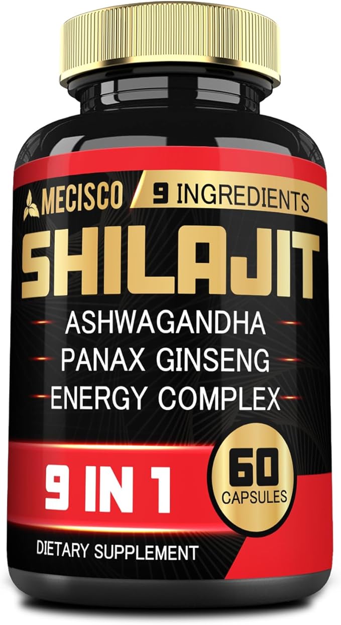 1000mg Shilajit Supplement with Ashwagandha Root, 60 Capsules