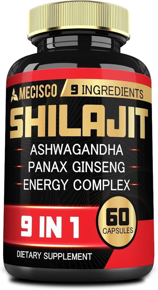 1000mg Shilajit Supplement with Ashwagandha Root, 60 Capsules