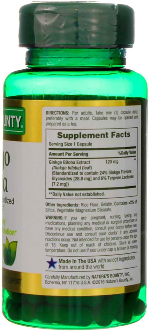 Nature's Bounty Ginkgo Biloba Capsule 120 100 ea