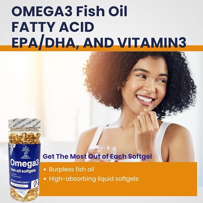 Fish Oil 1000 mg Softgels, 300 3 Supplements, 200 Softgels, 100 Days