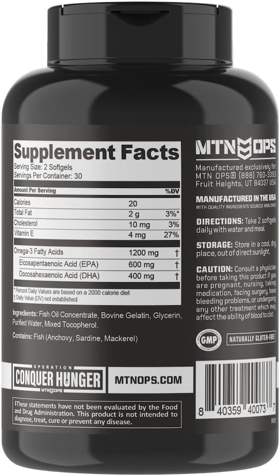 MTN OPS Omega 3 Fish Oil 1000mg Fatty 30 Servings