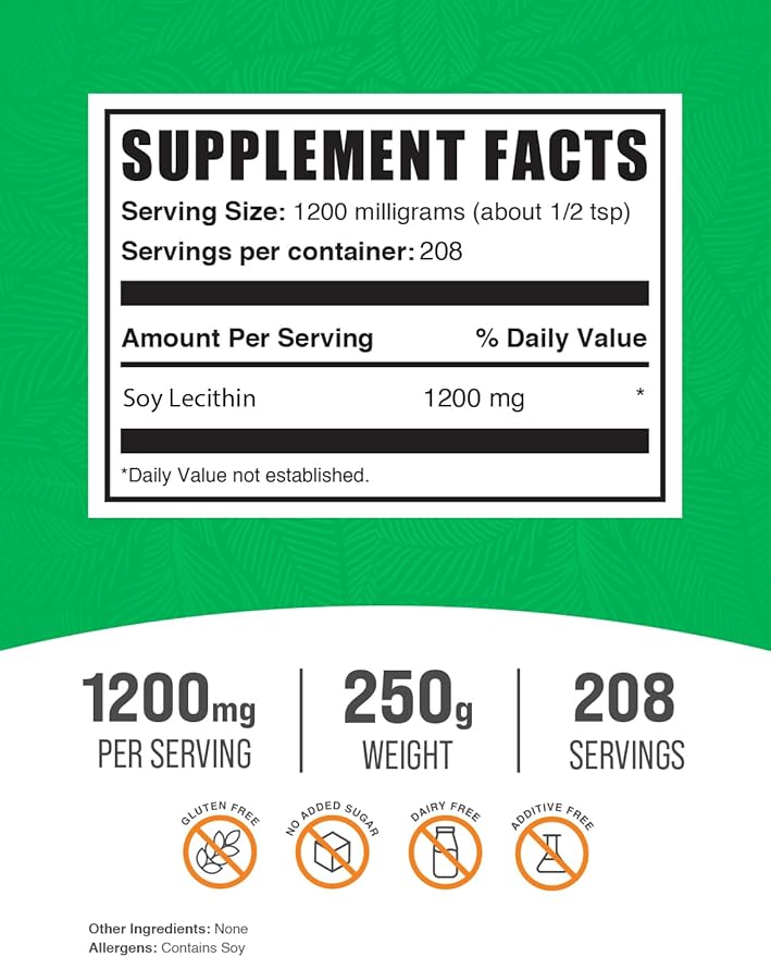 BulkSupplements.com Soy Lecithin Powder 1200mg Powder 1200mg per 250g (8.8 (8.8 oz) 1)