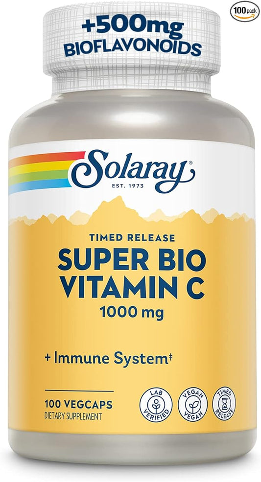 SOLARAY Super Bio Vitamin C 1000mg, 60 Day 50 Servings, 100 VegCaps