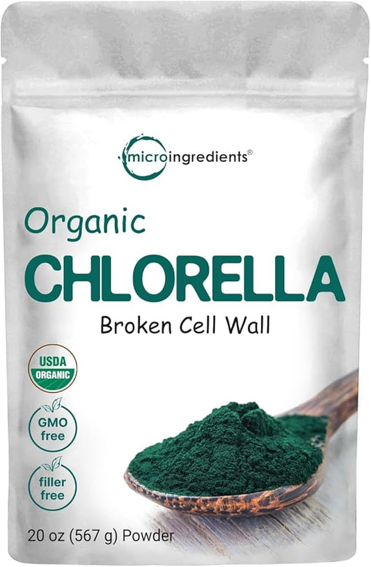 Micro Ingredients Organic Chlorella Powder, 20 Ounces | Broken Cell Wall for Complete Absorption | Raw Superfood Supplement, Rich in Protein & Vitamins | Non-GMO, Vegan, Non-Irradiated