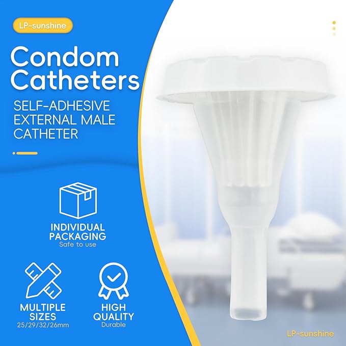 20 Silicone Condom Catheters, Self-Sealing Set, (+Sticky/36mm/1.42inch)