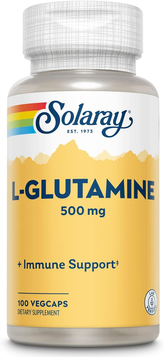 Solaray L Glutamine Capsules 500 mg 60-Day Money-Back 100 Servings, 100 VegCaps