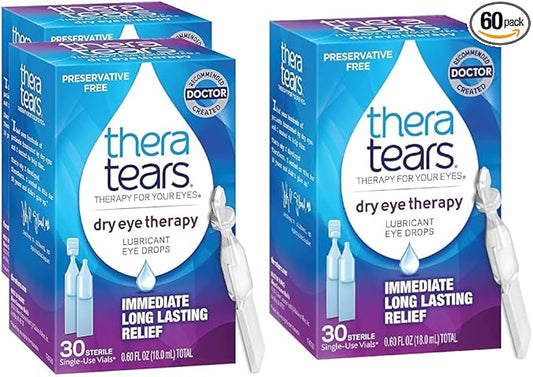 TheraTears Dry Eye Therapy Eye Drops 30 Vials 2 Pack 30 Single-Use