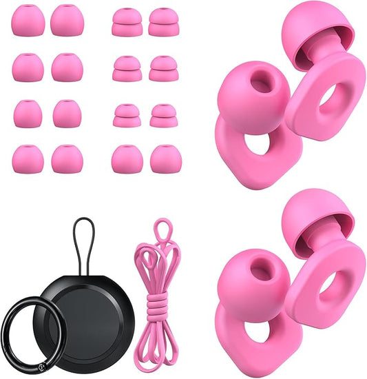 2 Pairs of Earplugs for Sleeping,Reusable 8 Pairs 25dB-30dB