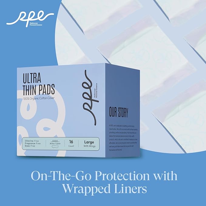 100% Large Organic Pads for Women, 4, 96ct) 96ct)