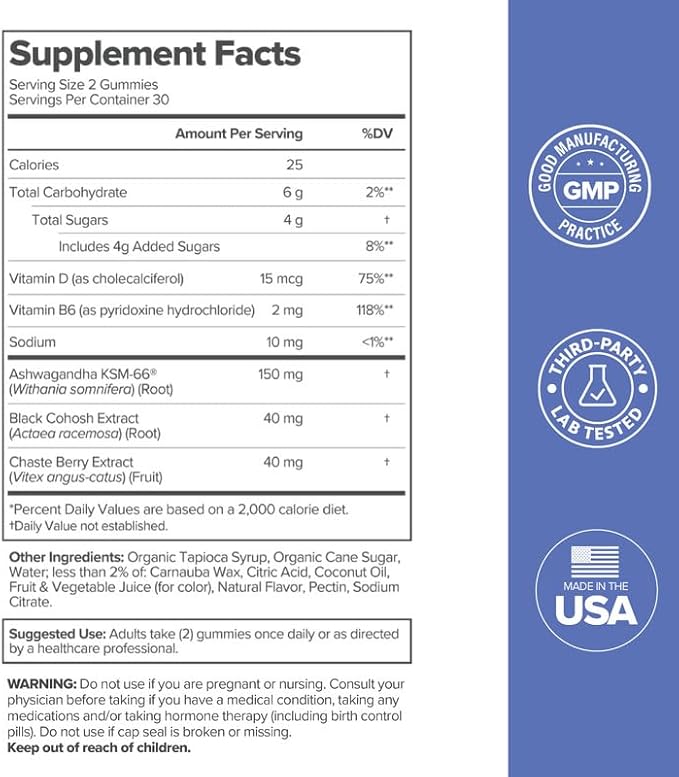 MENO Gummies for Menopause, 30 Servings 3) - KSM-66 -