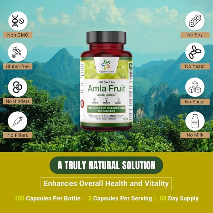 Organic Aura Amla Capsules 2100mg -150