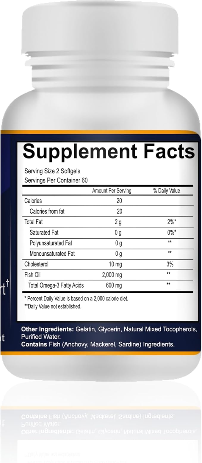 Omega-3 Fish Oil 1000mg, Heart Health, 120 softgels