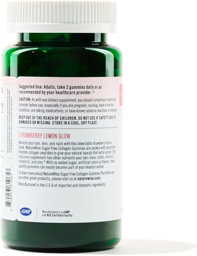 NatureWise Sugar-Free Hydrolyzed Collagen Peptide Gummies 60 Gummies[1-Month Gummies[1-Month Supply]
