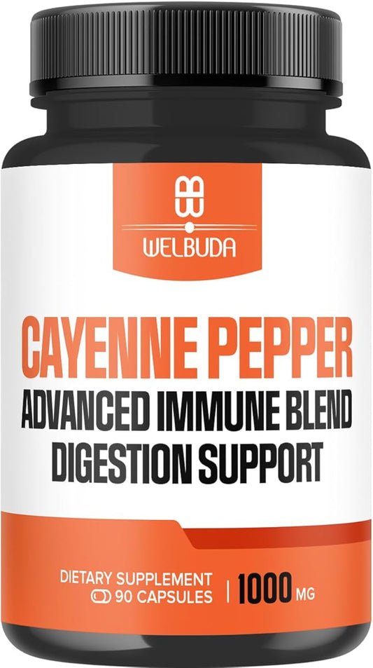 1000mg Cayenne Pepper Capsules with Elderberry, 90 Veggie