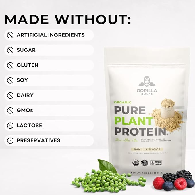 100% Organic Pure Plant Protein Powder 20 Servings