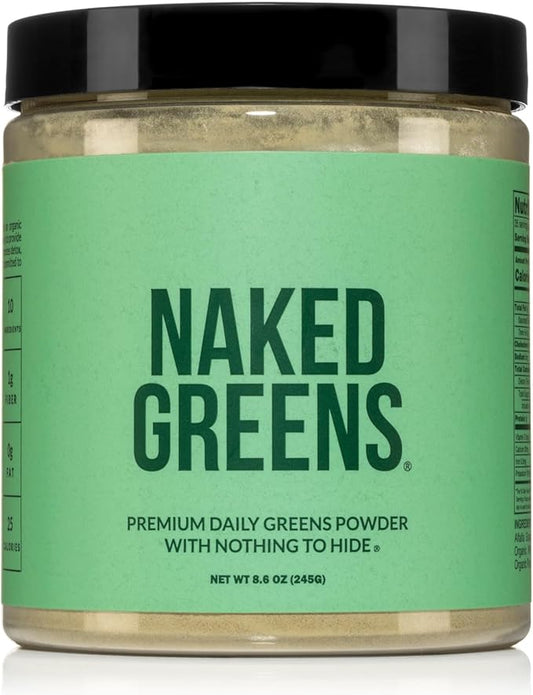 Naked Super Greens Powder Organic Greens Supplement - Only 10 Premium Ingredients - Vegan, Non-GMO, Prebiotic and Probiotic - 35 Servings
