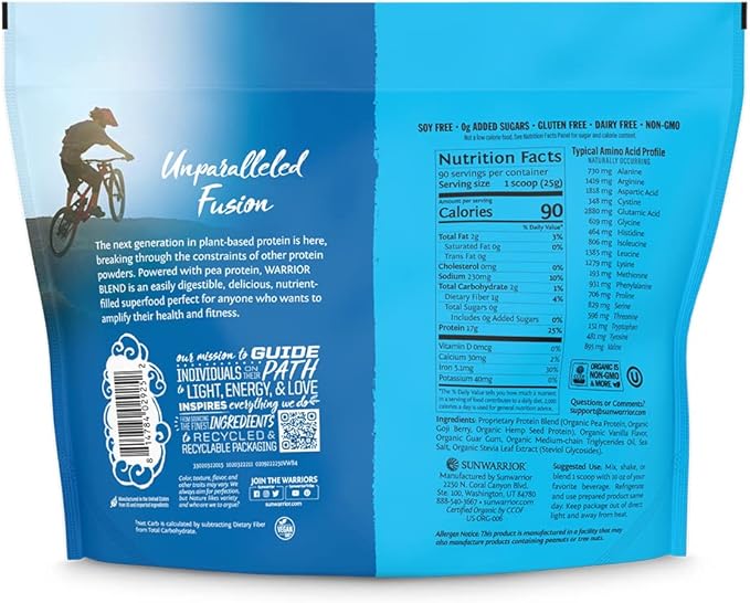 Sunwarrior Vegan Organic Protein Powder Plant-based 90 Servings