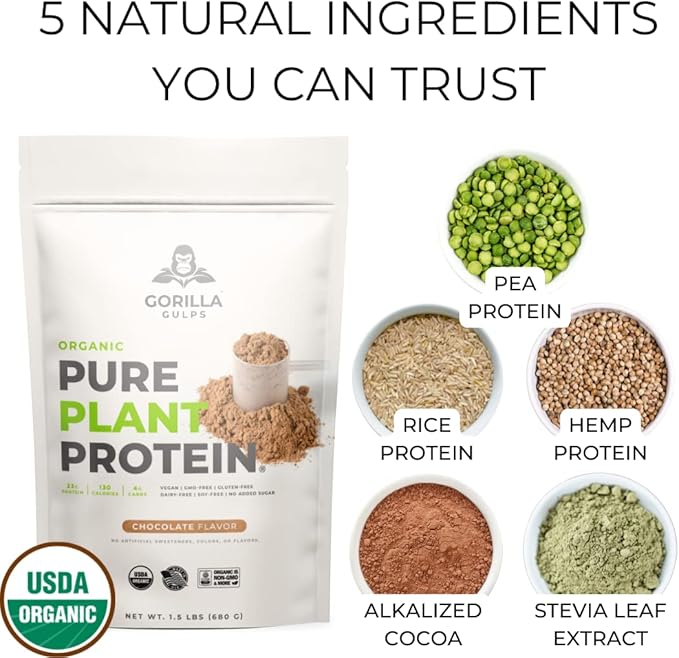 100% Organic Pure Plant Protein Powder 20 Servings