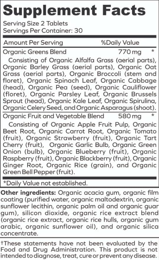 Green Fuel Organic Greens Tablets