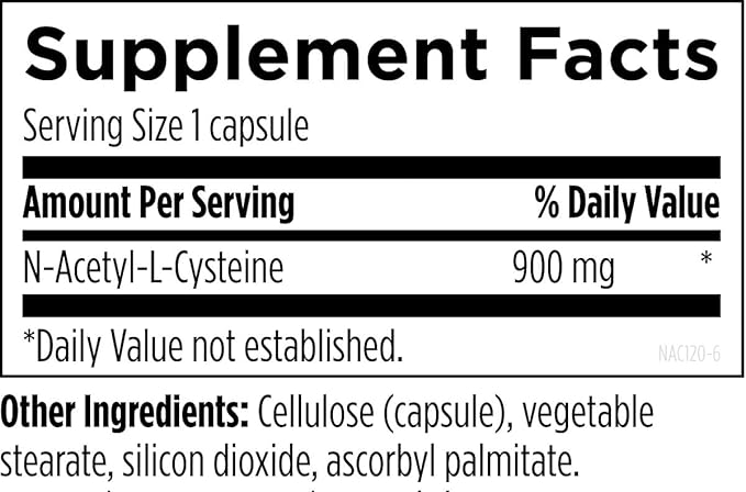 Designs for Health N-Acetyl-L-Cysteine 900mg NAC, (120 Capsules)