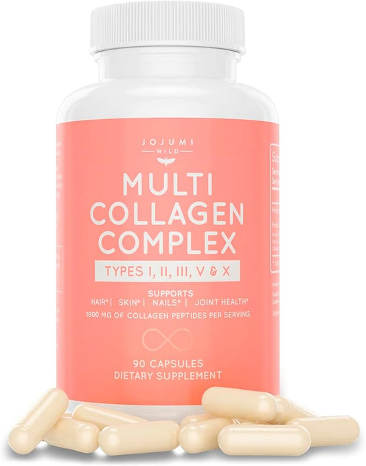 5-in-1 Multi Collagen Capsules (Type I, II, III, V + X) for Skin, Hair, Nails & Joint Health - Collagen Supplements for Women Gut Health Collagen Peptides & Anti Aging Pills
