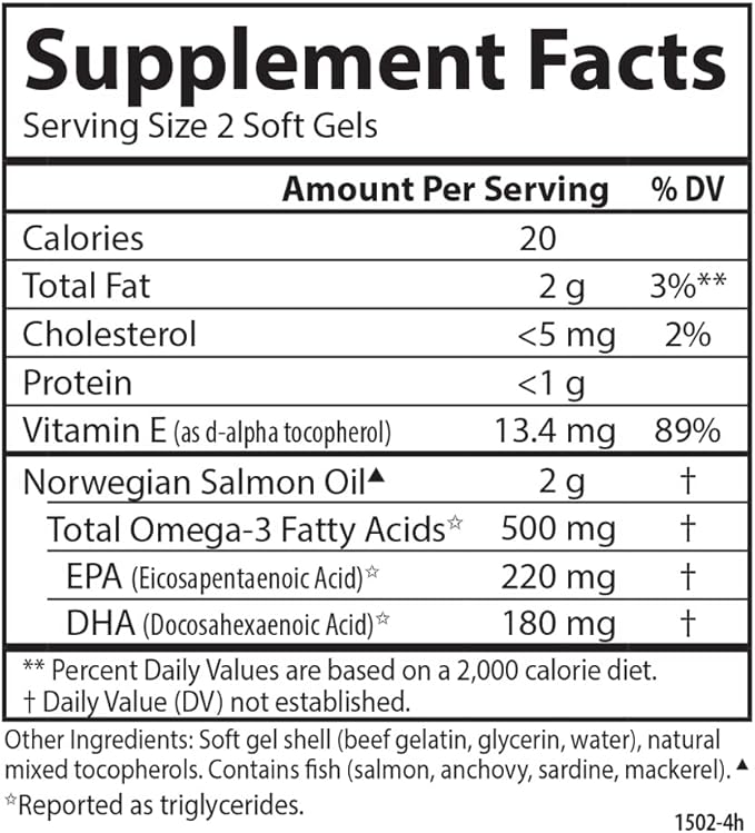 Carlson - Salmon Oil, 500 mg Omega-3s, Norwegian 3 Salmon 50 Softgels