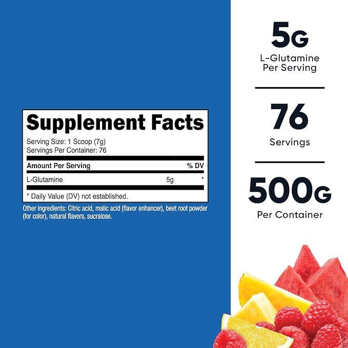 Nutricost L-Glutamine Powder 500 Grams (Fruit