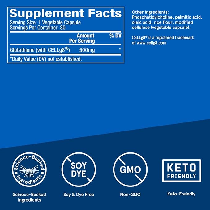 Bulletproof Liposomal Glutathione Force Antioxidant Capsules, 30 Count, 30 Servings