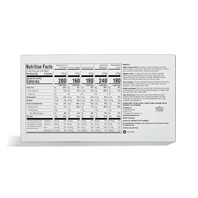 365 by Whole Foods Market, Chewy Protein Bites Variety Pack, 1.58 Ounce (Pack of 5)
