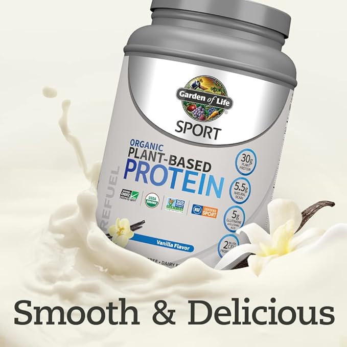 Organic Vegan Sport Protein Powder, Vanilla 30g Plant 19 Servings