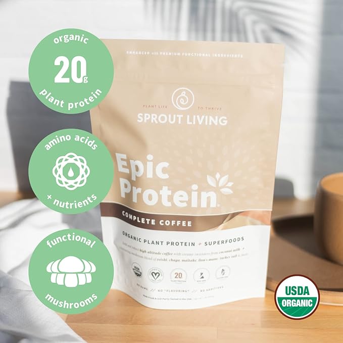 Sprout Living, Epic Protein, Plant Based 20 Grams (1 Pound, 12 Servings)