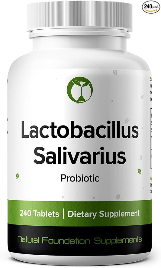 Lactobacillus Salivarius Probiotic Supplement 240 Tablets 3 Billion CFU Probiotics for Men & Women Supports Dental, Digestive & Gut Health Made in The USA (240, Lactobacillus Salivarius)