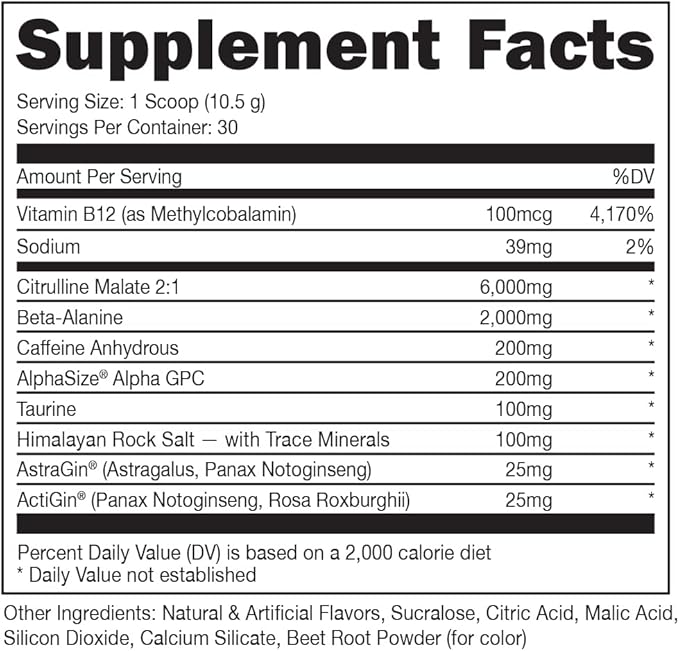 Bucked Up Pre Workout 6 Grams 2 Grams 3 Other