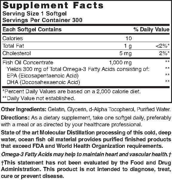 Nature's Blend Omega-3 Fish Oil, 1000 300 Softgels