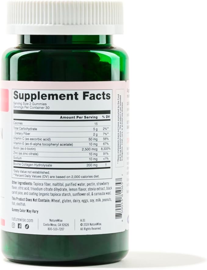 NatureWise Sugar-Free Hydrolyzed Collagen Peptide Gummies 60 Gummies[1-Month Gummies[1-Month Supply]