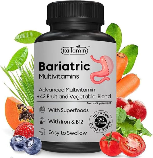 Bariatric Multivitamin with Iron for Post-Bariatric Surgery 42 Fruit 120 Capsules, 2 Month