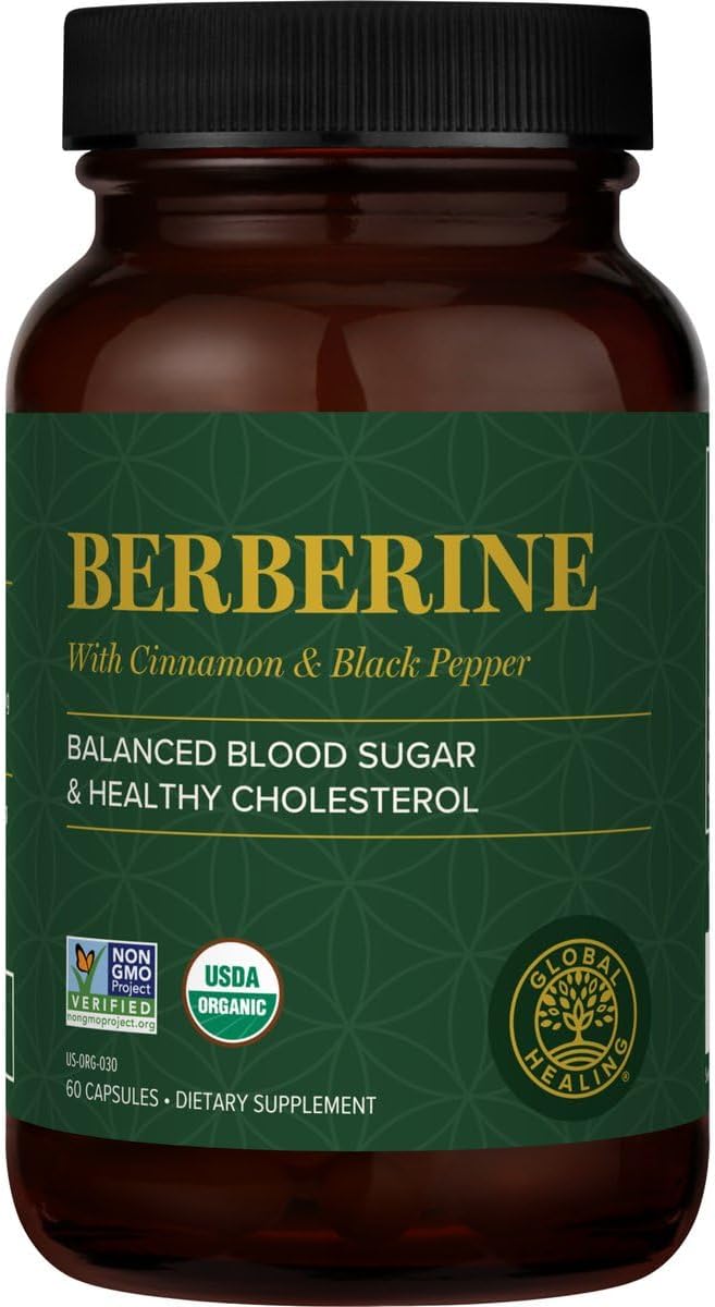 Global Healing Center - Organic Berberine (Berberina) with Ceylon Cinnamon & Black Pepper, 1200 mg- Extra Strength Berberine Supplement & Complex for Weight Loss (60 Capsules)