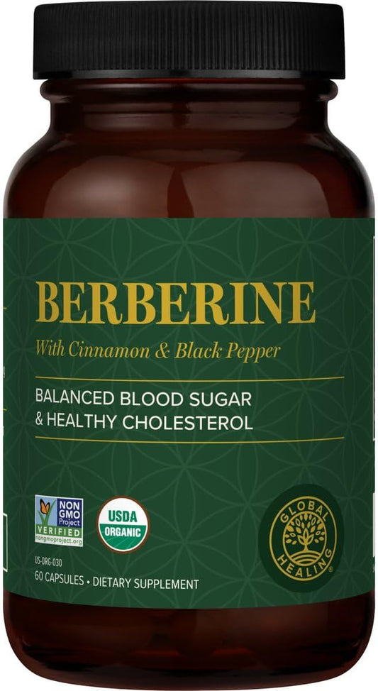 Global Healing Center - Organic Berberine (Berberina) with Ceylon Cinnamon & Black Pepper, 1200 mg- Extra Strength Berberine Supplement & Complex for Weight Loss (60 Capsules)